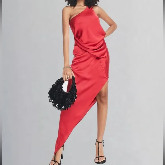 red silk dress asos Wrap Dress Red Silk Cami Dress Asos Design Satin Cami Drape Midi Dress With Graduated Hem In Red